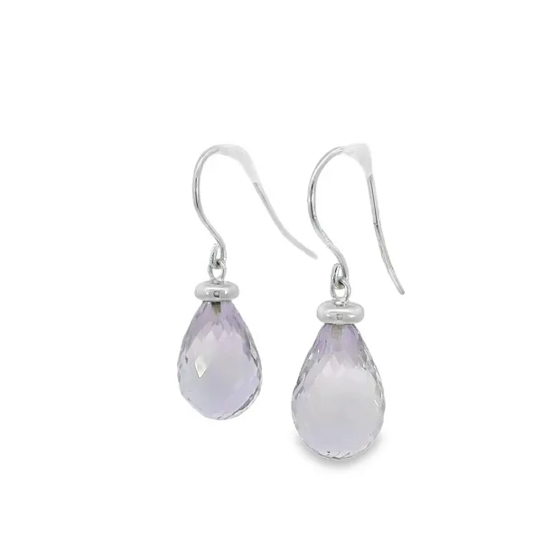 14K White Gold Lavender Quartz Drop Earrings Image 3 S&E Jewelers Depew, NY