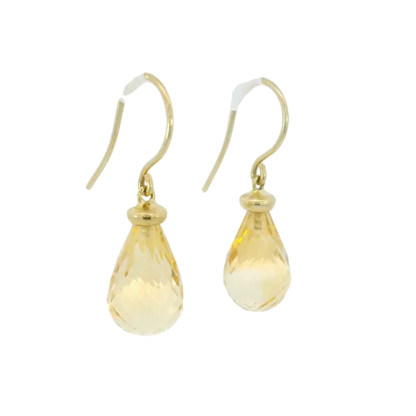 14K Yellow Gold Citrine Drop Earrings Image 2 S&E Jewelers Depew, NY