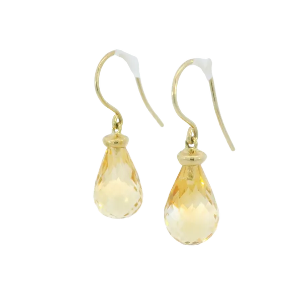 14K Yellow Gold Citrine Drop Earrings Image 3 S&E Jewelers Depew, NY