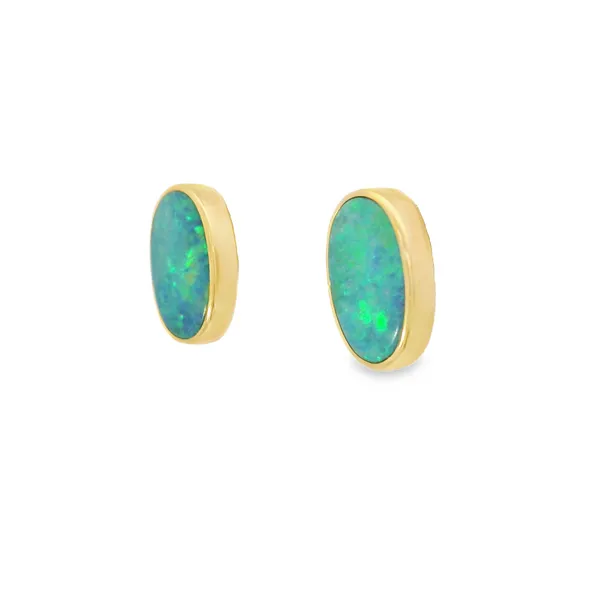14Kt Yellow Gold Boulder Opal Earrings Image 3 S&E Jewelers Depew, NY