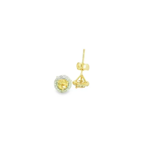 14K Yellow Citrine & Diamond Earrings S&E Jewelers Depew, NY