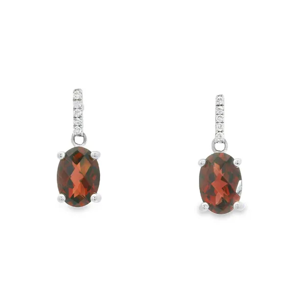 14K White Checkerboard Cut Garnet Earrings S&E Jewelers Depew, NY