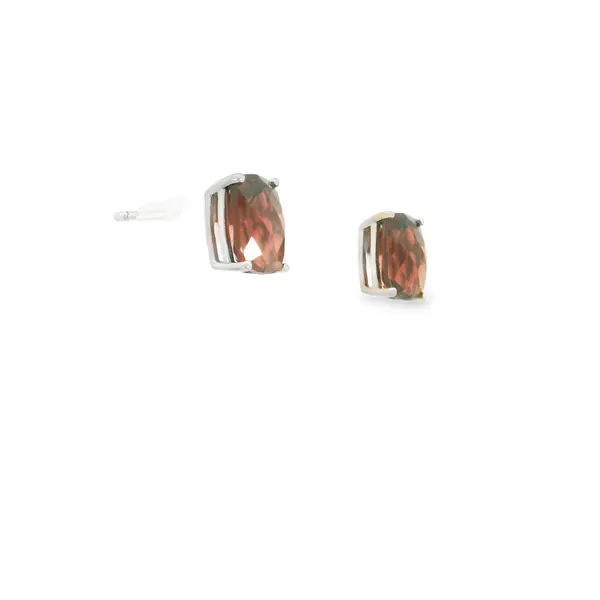 14K White Checkerboard Cut Garnet Earrings Image 2 S&E Jewelers Depew, NY