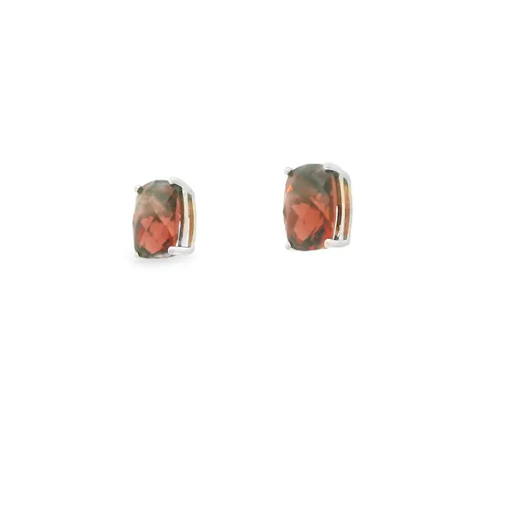 14K White Checkerboard Cut Garnet Earrings Image 3 S&E Jewelers Depew, NY