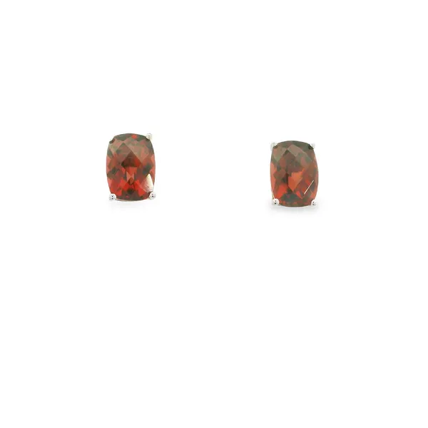 14K White Checkerboard Cut Garnet Earrings S&E Jewelers Depew, NY