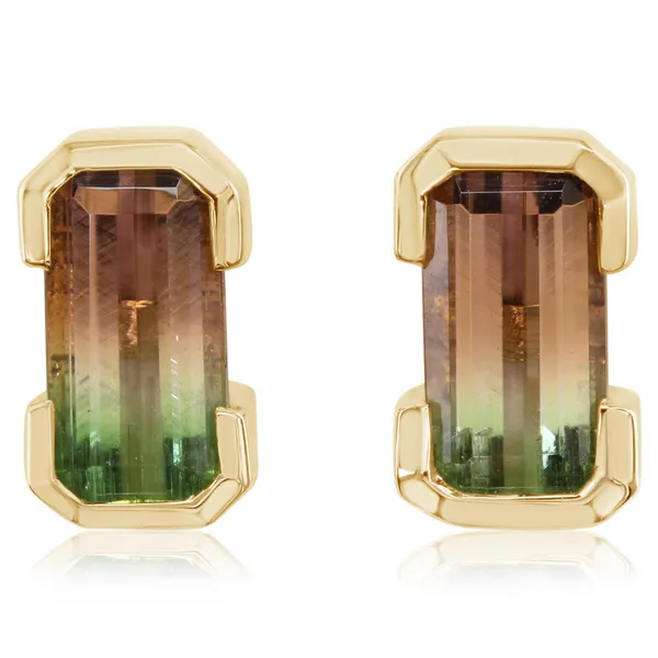14K Yellow Gold Watermelon Tourmaline Earrings S&E Jewelers Depew, NY