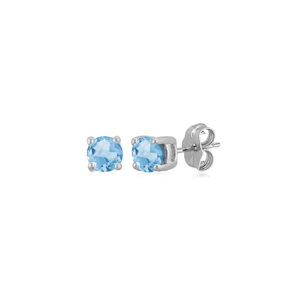 14K White Gold Sky Blue Topaz Stud Earrings S&E Jewelers Depew, NY