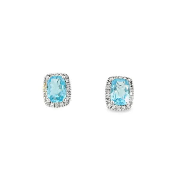 14K White Gold Blue Topaz and Diamond Earrings S&E Jewelers Depew, NY