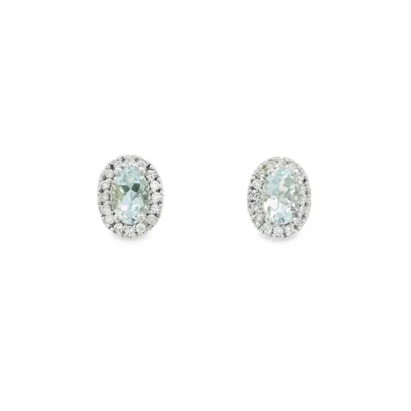 14K White Gold Aqua Earrings S&E Jewelers Depew, NY
