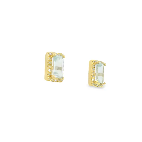 14K Yellow Gold Aquamarine Earrings Image 2 S&E Jewelers Depew, NY