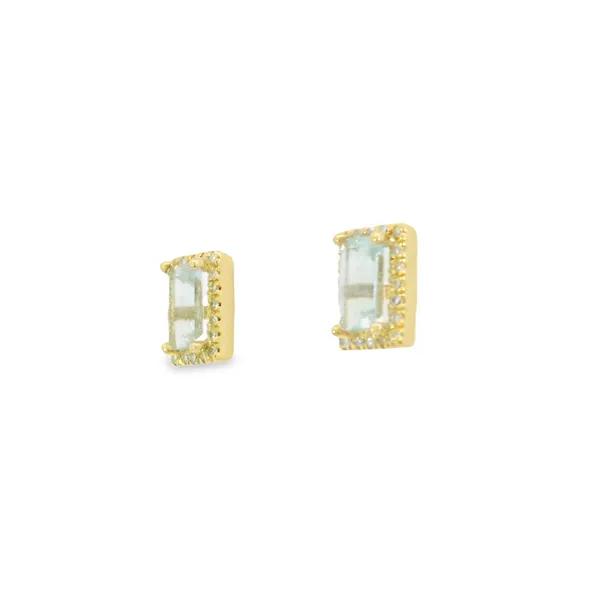 14K Yellow Gold Aquamarine Earrings Image 3 S&E Jewelers Depew, NY