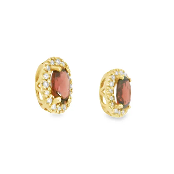 10K Yellow Gold Garnet Earrings Image 2 S&E Jewelers Depew, NY