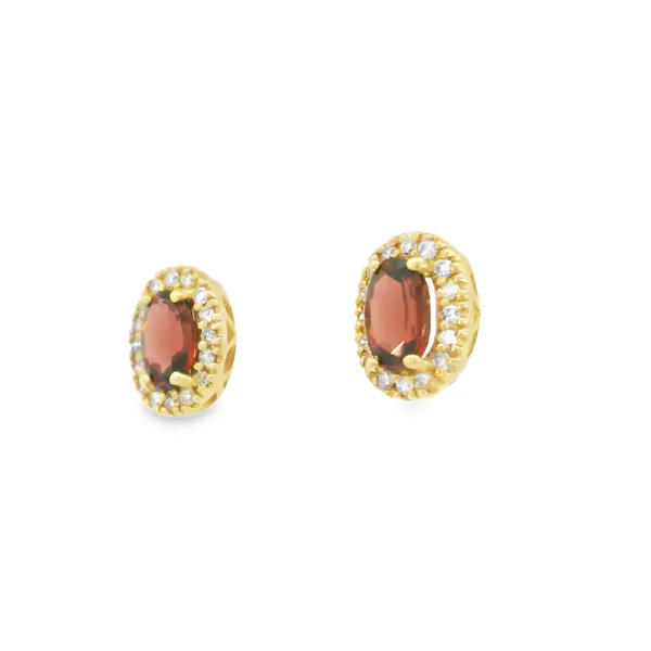 10K Yellow Gold Garnet Earrings Image 3 S&E Jewelers Depew, NY