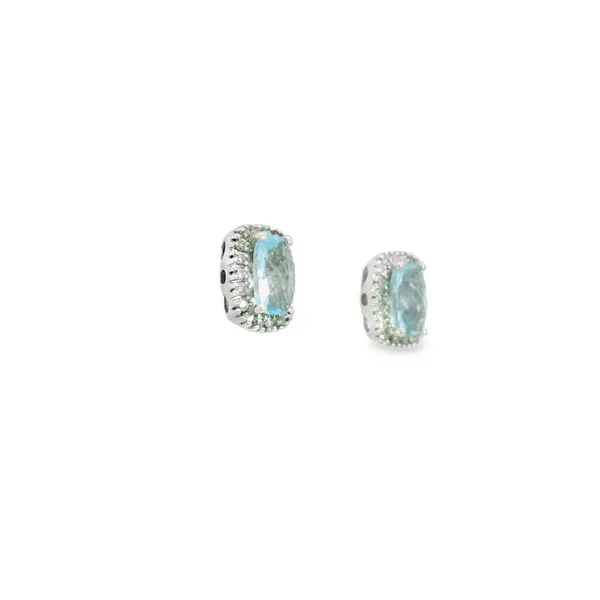 10K White Gold Blue Topaz Earrings Image 2 S&E Jewelers Depew, NY