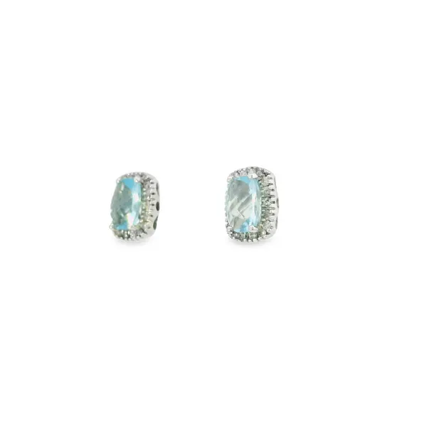 10K White Gold Blue Topaz Earrings Image 3 S&E Jewelers Depew, NY