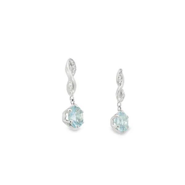 10K White Gold Aquamarine Earrings Image 2 S&E Jewelers Depew, NY