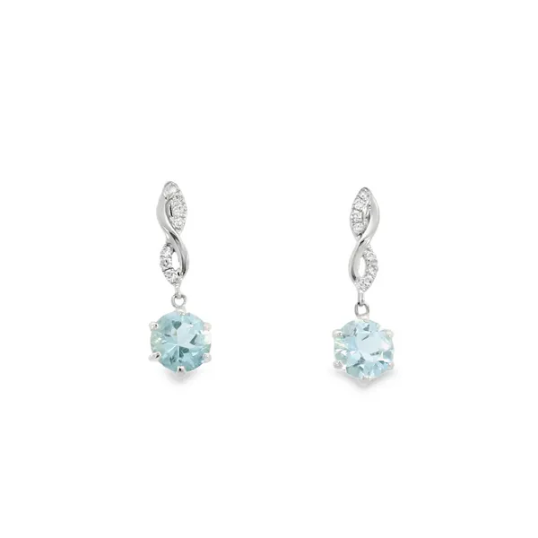 10K White Gold Aquamarine Earrings S&E Jewelers Depew, NY
