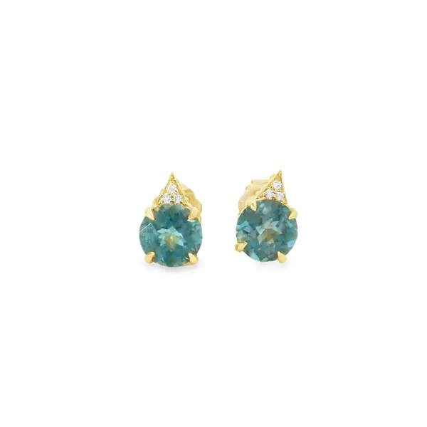 14KT Gold Blue Topazes Stud Earrings Image 2 S&E Jewelers Depew, NY