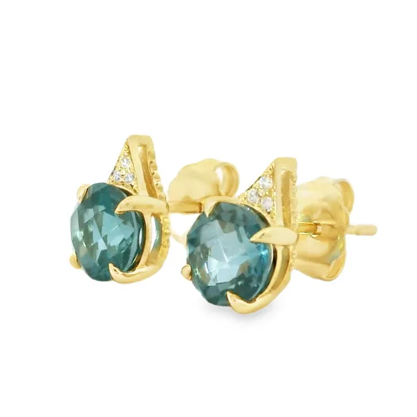 14KT Gold Blue Topazes Stud Earrings S&E Jewelers Depew, NY