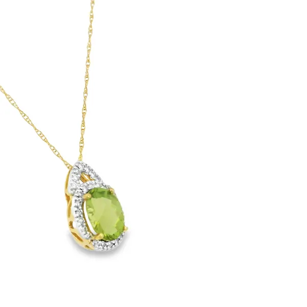 Peridot & Diamond Pendant in 14K Yellow Gold Image 2 S&E Jewelers Depew, NY