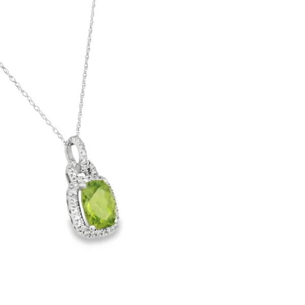 Peridot & Diamond Pendant in 10K White Gold Image 2 S&E Jewelers Depew, NY