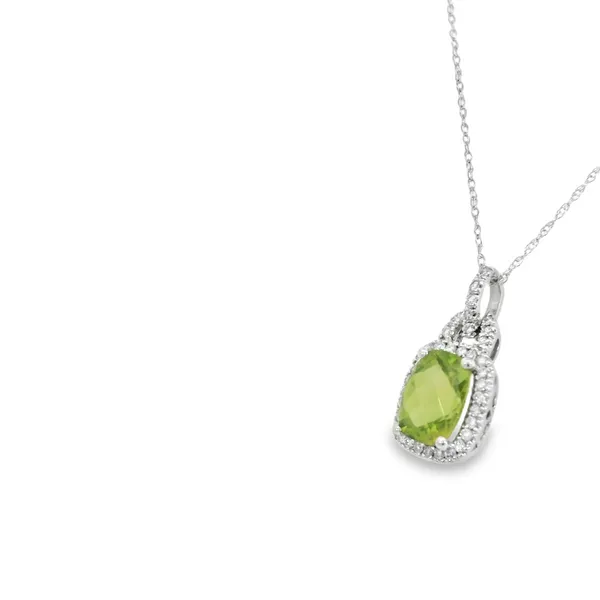 Peridot & Diamond Pendant in 10K White Gold Image 3 S&E Jewelers Depew, NY