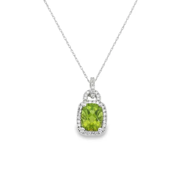 Peridot & Diamond Pendant in 10K White Gold S&E Jewelers Depew, NY