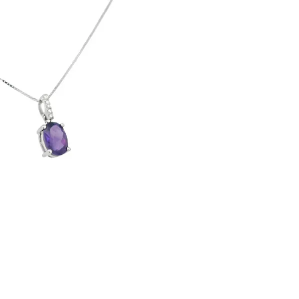 Amethyst & Diamond Pendant in 14K White Gold Image 2 S&E Jewelers Depew, NY
