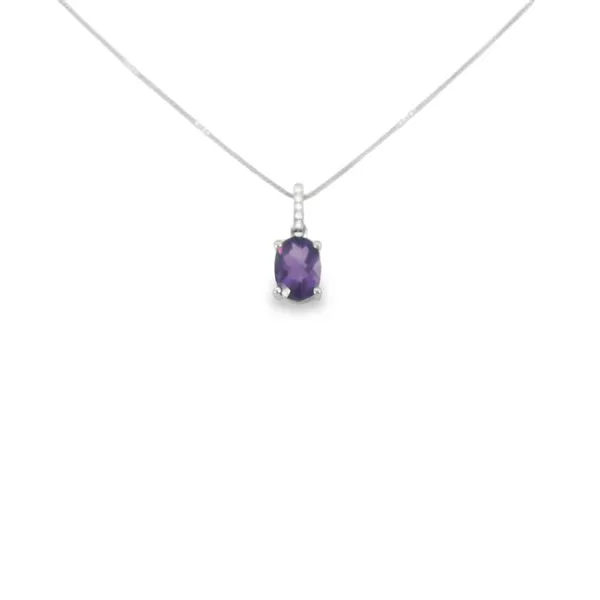 Amethyst & Diamond Pendant in 14K White Gold S&E Jewelers Depew, NY