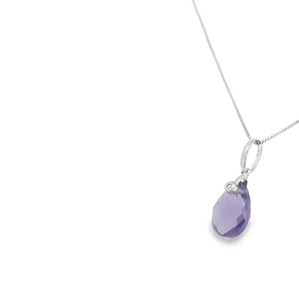 Amethyst & Diamond Pendant in 14K White Gold Image 3 S&E Jewelers Depew, NY
