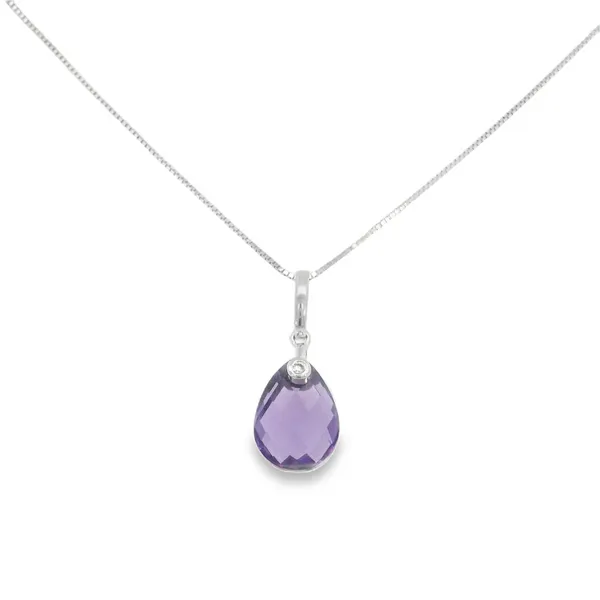 Amethyst & Diamond Pendant in 14K White Gold S&E Jewelers Depew, NY