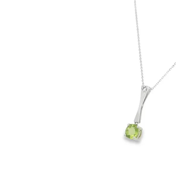 14K White Gold Peridot and Diamond Pendant Image 3 S&E Jewelers Depew, NY