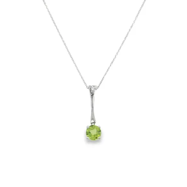 14K White Gold Peridot and Diamond Pendant S&E Jewelers Depew, NY