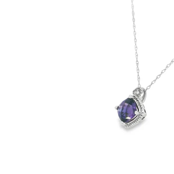 10K White Gold Amethyst and Diamond Pendant Image 3 S&E Jewelers Depew, NY