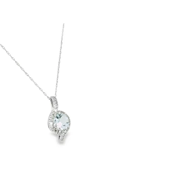 10K White Gold Aquamarine and Diamond Pendant Image 2 S&E Jewelers Depew, NY