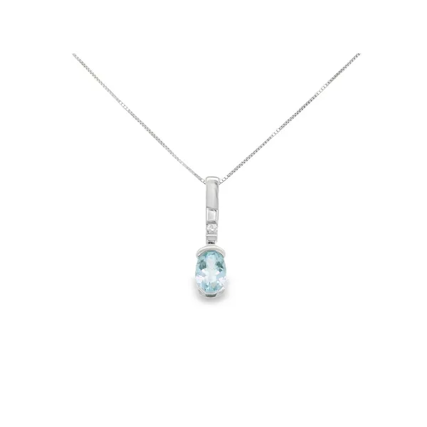 14K White Gold Aquamarine Pendant with Diamond Accent S&E Jewelers Depew, NY