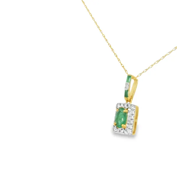 14K White Gold Emerald and Diamond Pendant Image 3 S&E Jewelers Depew, NY