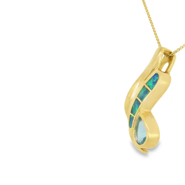 14KT Gold Blue Topaz Pendant Image 3 S&E Jewelers Depew, NY