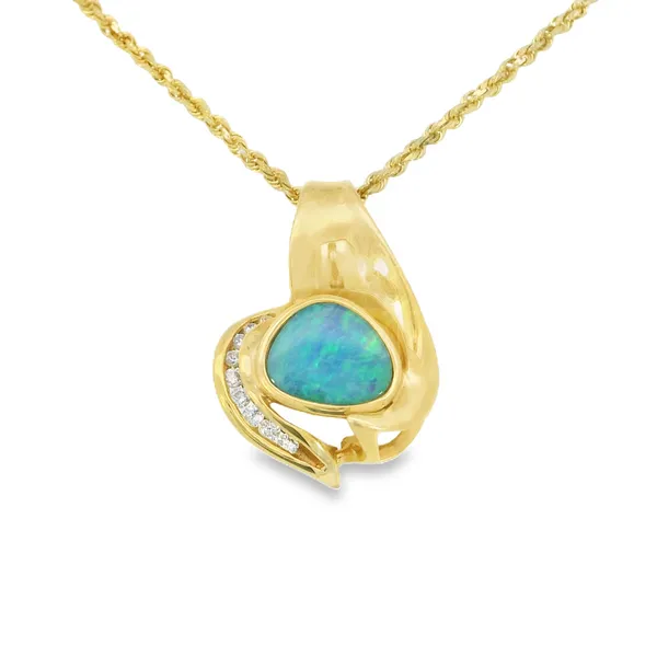 Australian Opal and Diamond Pendant in 14K Yellow Gold S&E Jewelers Depew, NY