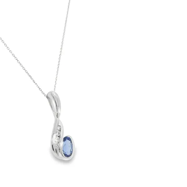 Tanzanite and Diamond Pendant in 14K White Gold Image 2 S&E Jewelers Depew, NY