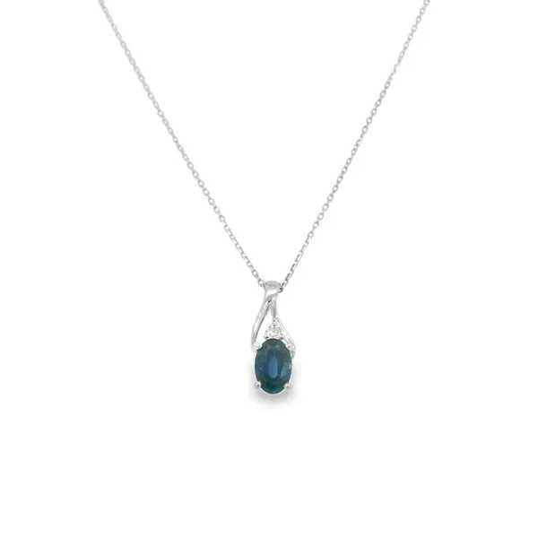 Sapphire and Diamond Pendant in 14K White Gold S&E Jewelers Depew, NY