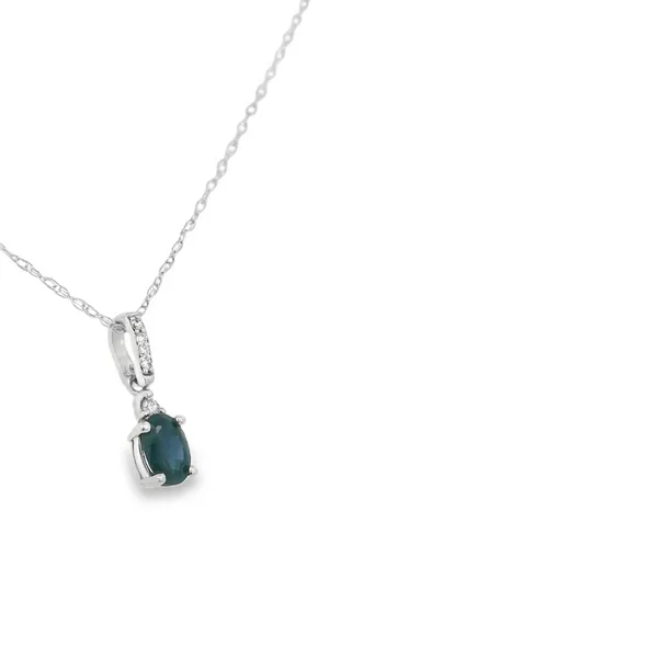 Sapphire and Diamond Pendant in 14K White Gold Image 2 S&E Jewelers Depew, NY