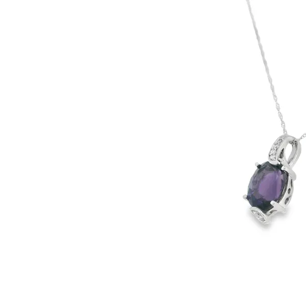 10Kt White Amethyst and Diamond Pendant Image 3 S&E Jewelers Depew, NY