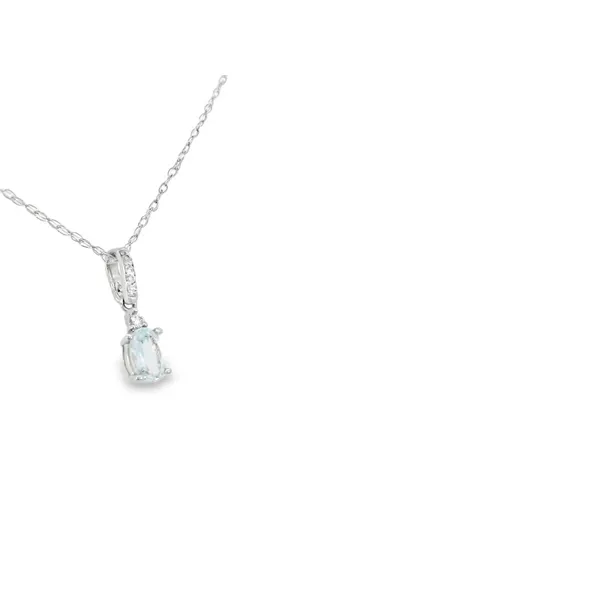 14Kt White Aquamarine and Diamond Pendant Image 2 S&E Jewelers Depew, NY