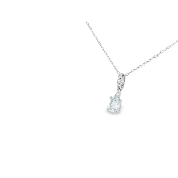 14Kt White Aquamarine and Diamond Pendant Image 3 S&E Jewelers Depew, NY
