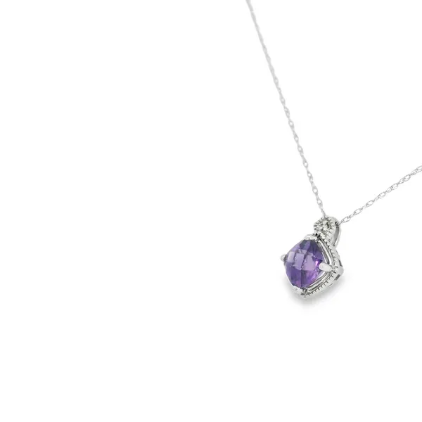 10Kt White Amethyst and Diamond Pendant Image 3 S&E Jewelers Depew, NY