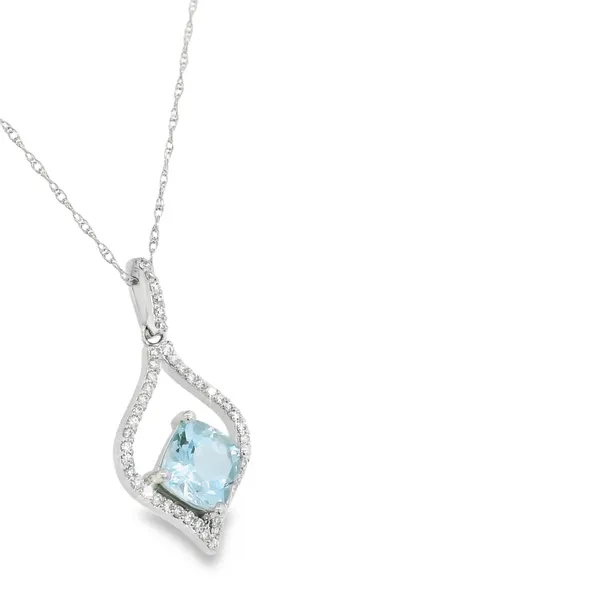 14K White Gold Aquamarine Necklace Image 2 S&E Jewelers Depew, NY
