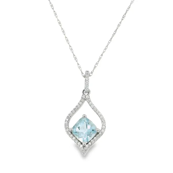 14K White Gold Aquamarine Necklace S&E Jewelers Depew, NY