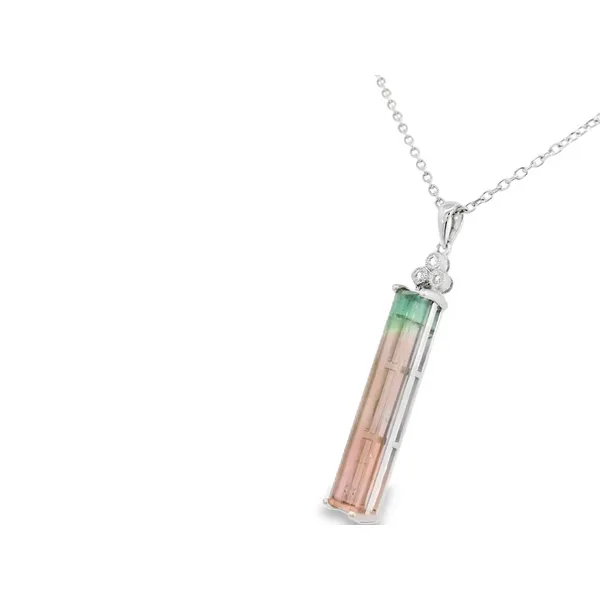 14K White Gold Watermelon Tourmaline Pendant Image 3 S&E Jewelers Depew, NY