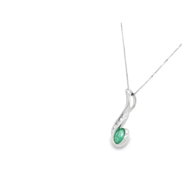 14K White Gold Emerald Pendant Image 3 S&E Jewelers Depew, NY